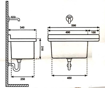 Раковина 60х34х21см СЕРЫЙ + смеситель + дозатор .092.