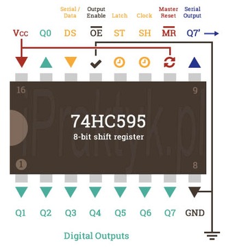 5x 74Hc595 Расширитель портов Arduino со сдвиговым регистром