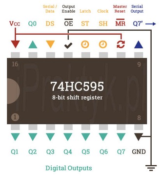 5x 74Hc595 Расширитель портов Arduino со сдвиговым регистром