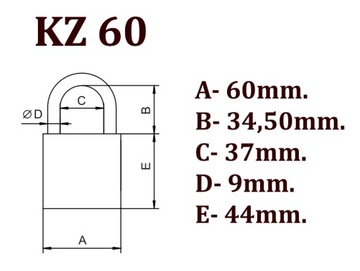 Замок навесной LOB KZ60 с одним ключом + 3 класса стали.