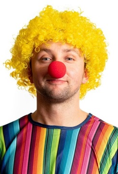 Peruka AFRO Żółte KLAUN Żółta Kręcone Włosy Clown