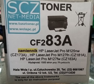 TONER CF283A 83A M123a M125nw M126 M127 M127fw M201n M201dw M225dn M225dw