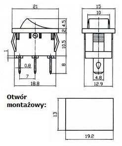 Кулисный переключатель 2пол. 2п КРАСНЫЙ 6А AC(1377)