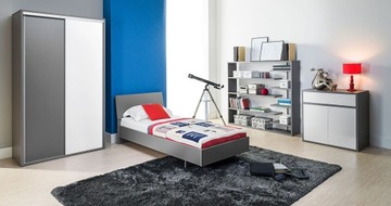 Кровать односпальная 90х200 серая с матрасом Z12