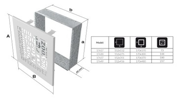КАМИННАЯ РЕШЕТКА 17x17 ABC, ШЛИФОВАННАЯ ВЕНТИЛЯЦИЯ