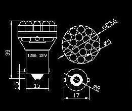 24 светодиодная лампа p21/5w bay15d 2-нити 12v красная