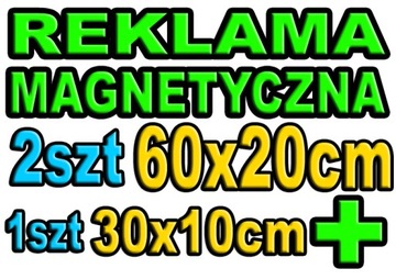 2 Reklama magnetyczna na samochód MAGNES 2xBOK+TYŁ