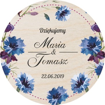 Podziękowania ślubne dla gości magnes wesele ślub