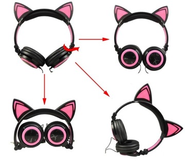 СКЛАДНЫЕ НАУШНИКИ CAT EAR, СВЕТОДИОДНАЯ ПОДСВЕТКА