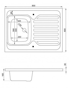 МОЙКА польская белая 60x80 МОЙКА 1 чаша