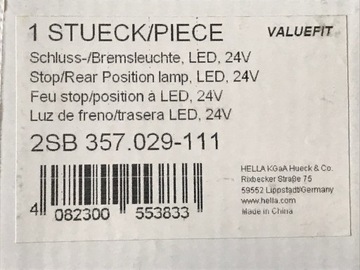 HELLA VF LED СВЯТОЙ СВЕТИЛЬНИК ПОЛОЖЕНИЕ/СТОП 24В ПРОМО