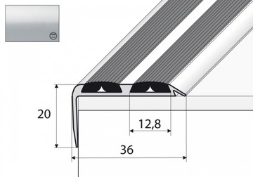 A37N Listwa schodowa antypoślizgowa 120cm SREBRO