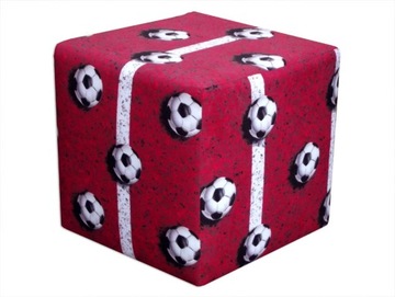 Pufa kostka 40X40 motyw Football kolor czerwony