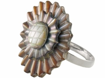 VERSIL regulowany pierścionek muszla kwiat SREBRO 0,925