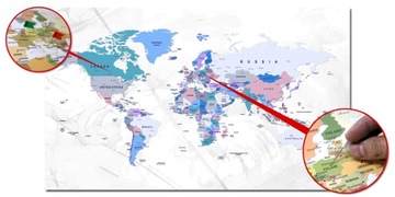 ПРОБКОВАЯ доска Карта мира со странами изображение 90x50