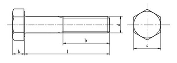 Винты M18x60 с шестигранной головкой 10,9 черные DIN 931 1 шт.