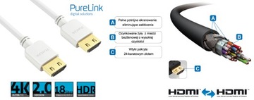 Фирменный кабель HDMI 4K 18Gbps 1,0м гибкий белый