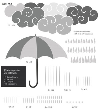 Наклейка на стену ОБЛАКА, зонт, капли ХИТ!!!
