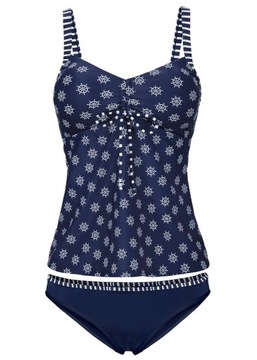 G2411 TANKINI 2 CZ. GRANATOWE Z NADRUKIEM R.50