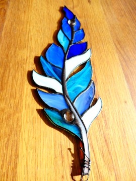 Витражный кулон Feather Leaf Перо с каплей