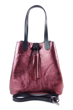 Большой шопер на плечо из итальянской ткани vera pelle синего цвета.