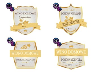 Etykiety na WINO DOMOWE Etykiety 6szt ZŁOTE