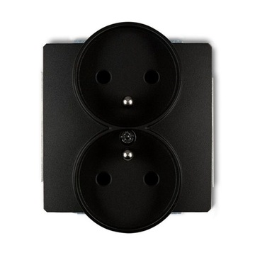 Czarny mat gniazdo podwójne 12DGPR-2z DECO KARLIK