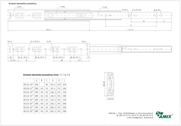 ШАРИКОВАЯ НАПРАВЛЯЮЩАЯ H-45 ММ ПОЛНОЕ ВЫДВИЖЕНИЕ 450 x 15 КОМПЛЕКТ