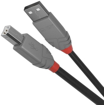 Lindy 36672 Kabel USB 2.0 A-B czarny Anthra Line - 1m