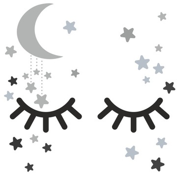 NAKLEJKI NA ŚCIANĘ OCZY SLEEPY EYE GWIAZDKI 160