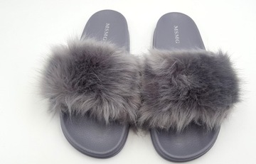ТАПОЧКИ ТЕПЛЫЕ С МЕХОМ, СЕРЫЕ, ЦВЕТ S.38