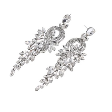 Kolczyki długie srebrne łezki kropla kryształki eleganckie wiszące ślubne