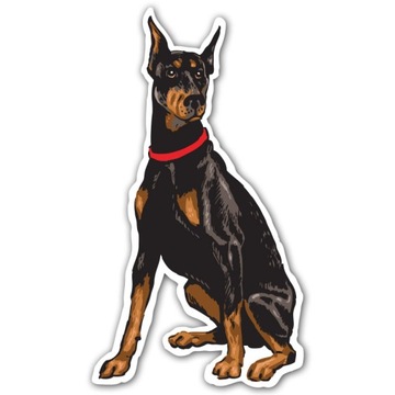 Naklejka DOBERMAN 15 cm na samochód PIES