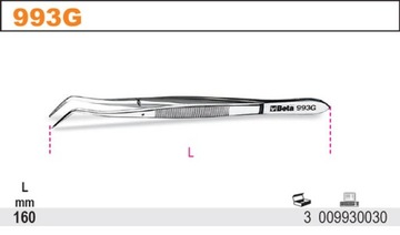 ПИНЦЕТ ИЗОГНУТЫЙ, 160 ММ BETA 993G