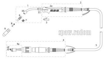 Горелка с токоразъемом типа MB15