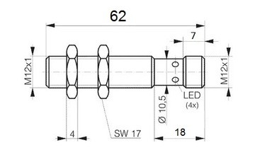 Индуктивный датчик М12 (НО) Sn-2 G12, 2-проводной