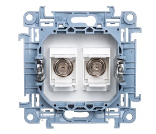 SIMON 10 GNIAZDO ANTENOWE PODWÓJNE SAT TYP F BIAŁE