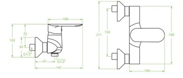 LAVEO APPIA 040D ДУШЕВОЙ СМЕСИТЕЛЬ + ДОЖДЕВОЙ душ