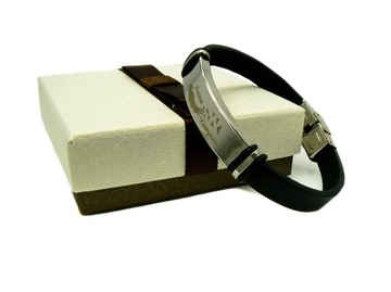 Браслет с ГРАВИРОВКОЙ Сталь Драгоценная кожа ПОДАРОК