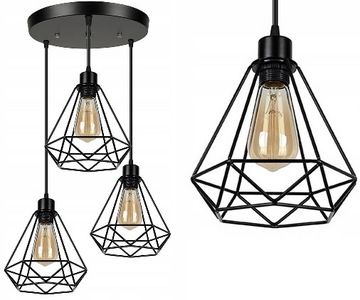 LAMPA SUFITOWA WISZĄCA W STYLU LOFT RENO 3x E27 LE