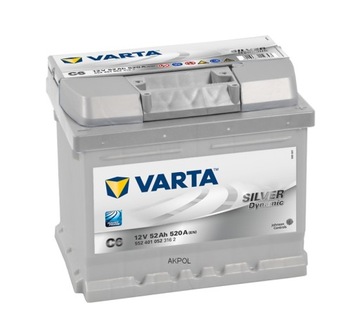 Аккумулятор 52 Ач/520 А P+ VARTA C6 Silver Dynamic