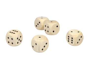 Игральные кости DICE 1,6x1,6 см деревянные 5 шт.