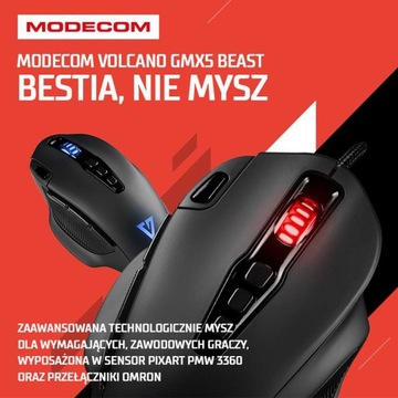 ПРОВОДНАЯ ИГРОВАЯ МЫШЬ 12400 DPI RGB USB MODECOM VOLCANO GMX5 BEAST