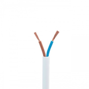 Przewód kabel mieszkaniowy OMYp 2x0,75 Biały 300V PŁASKI 1m