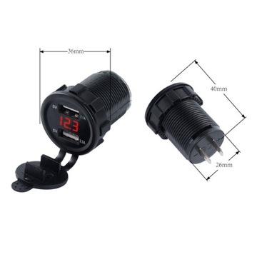 ŁADOWARKA SAMOCHODOWA USB 4.2A Z WOLTOMIERZEM RED
