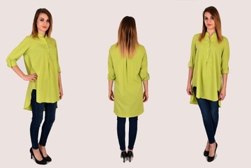 DŁUGA ASYMETRYCZNA KOSZULA TUNIKA KOLORY R - 38