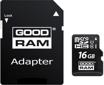 КАРТА GOODRAM micro SDHC 16 ГБ + SD-АДАПТЕР 100 МБ/с