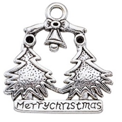 Zawieszka metalowa Merry Christmas srebrna biżuteria BOŻE NARODZENIE 2szt
