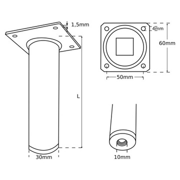 NOGI DO STOŁU NOGA MEBLOWA OKRĄGŁA FI30 CHROM 50CM