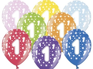 BALONY NA URODZINY ROCZEK 1.mix 10 szt - wys.24h